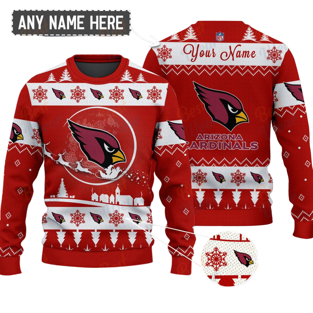 Arizona Cardinals NFL Ugly Christmas Sweater - Name Customized