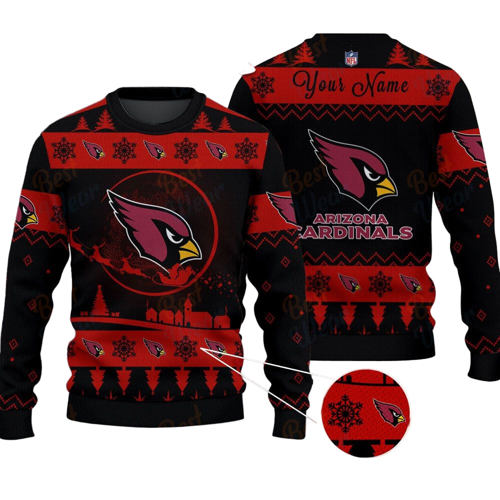 Arizona Cardinals NFL Ugly Christmas Sweater - Name Customized