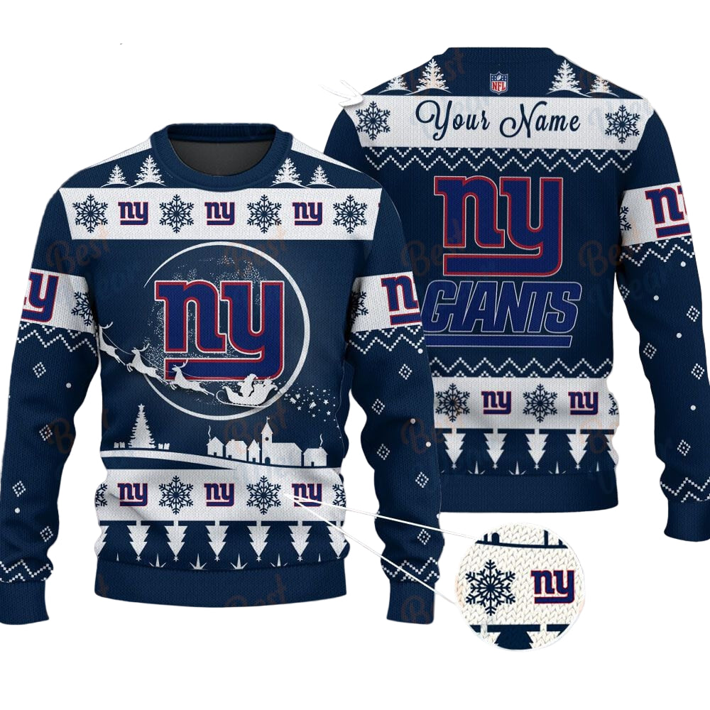 New York Giants NFL Ugly Christmas Sweater - Name Customized