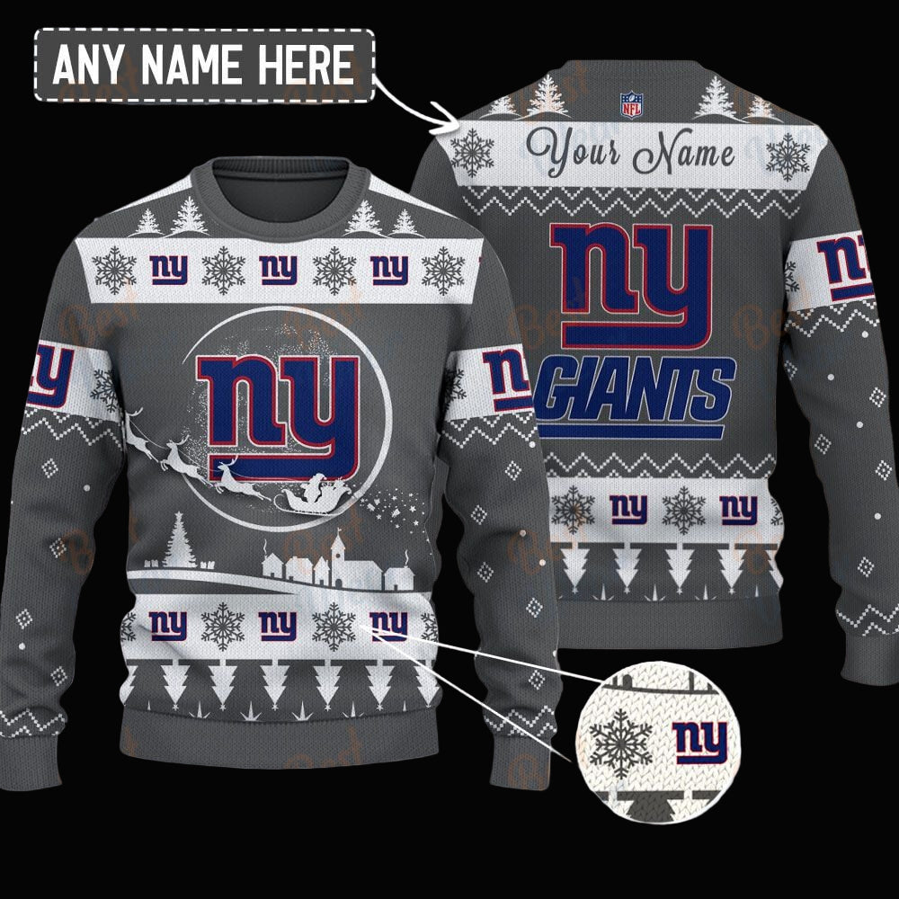 New York Giants NFL Ugly Christmas Sweater - Name Customized