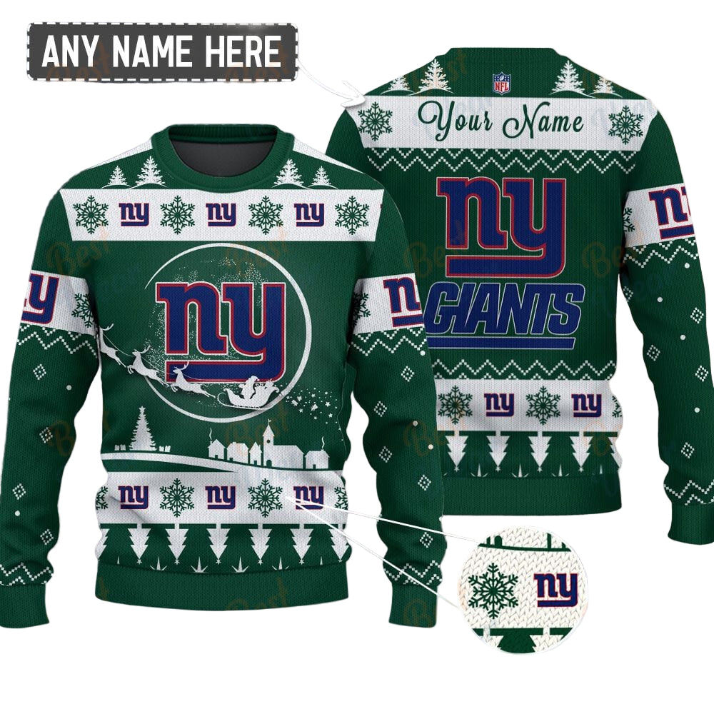 New York Giants NFL Ugly Christmas Sweater - Name Customized