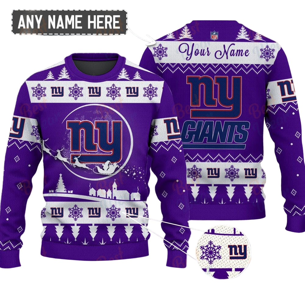 New York Giants NFL Ugly Christmas Sweater - Name Customized