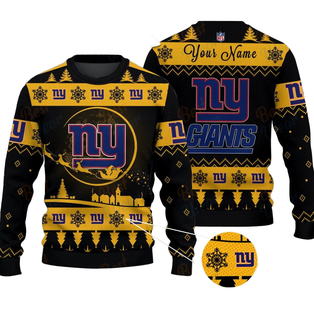 New York Giants NFL Ugly Christmas Sweater - Name Customized