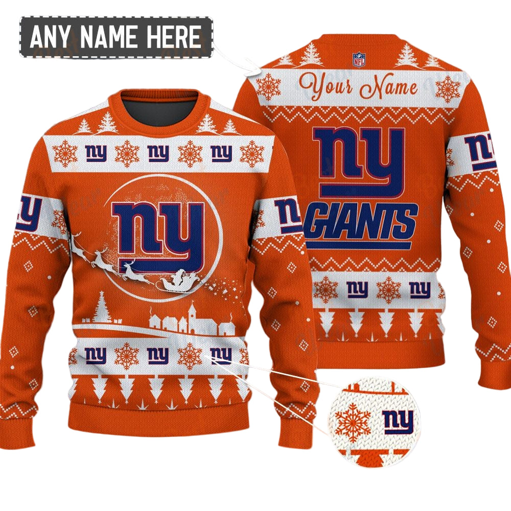 New York Giants NFL Ugly Christmas Sweater - Name Customized