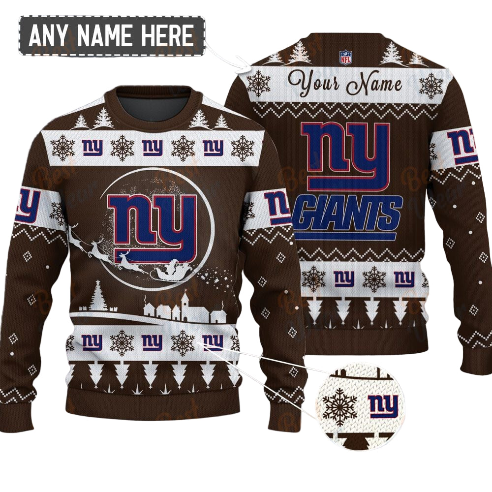 New York Giants NFL Ugly Christmas Sweater - Name Customized