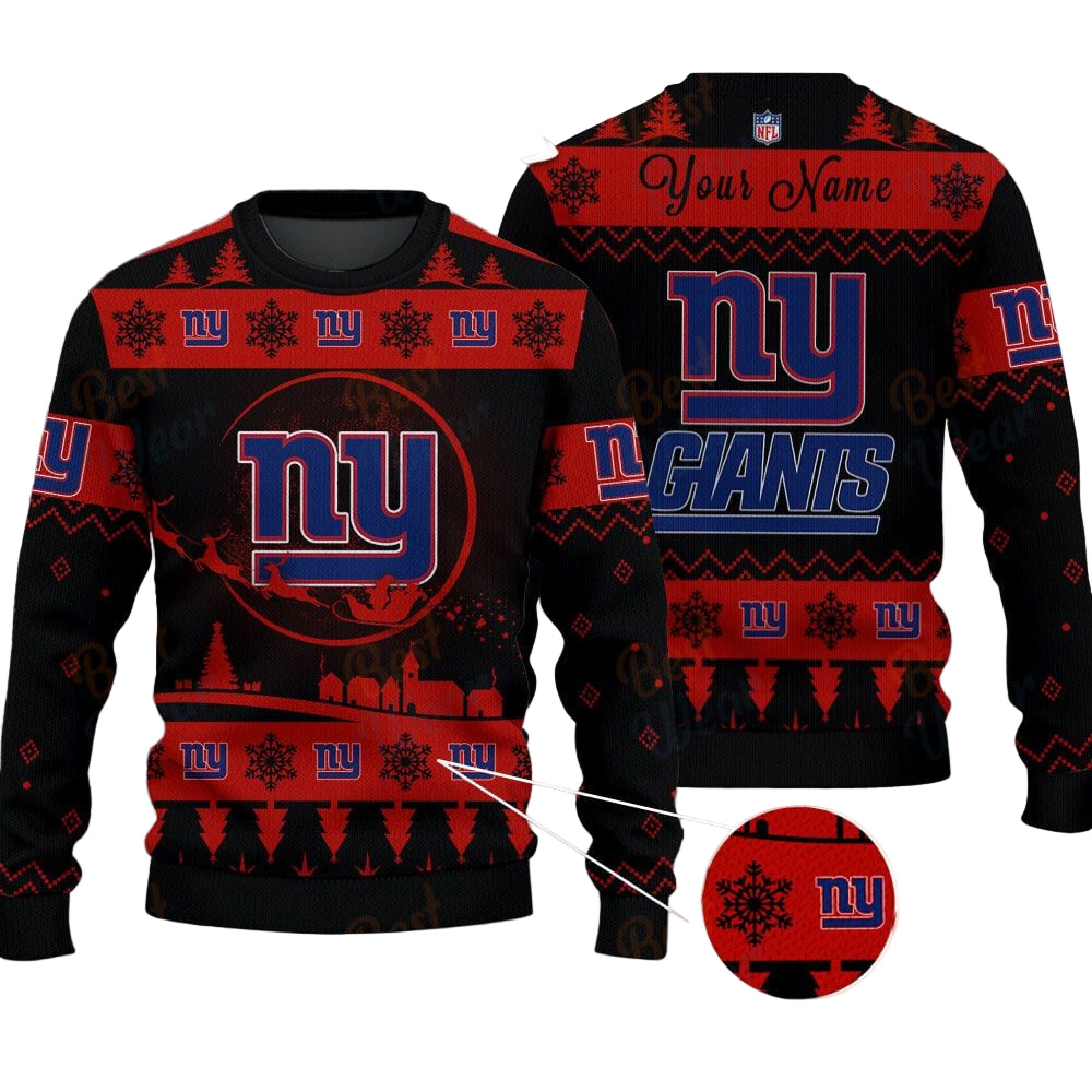 New York Giants NFL Ugly Christmas Sweater - Name Customized