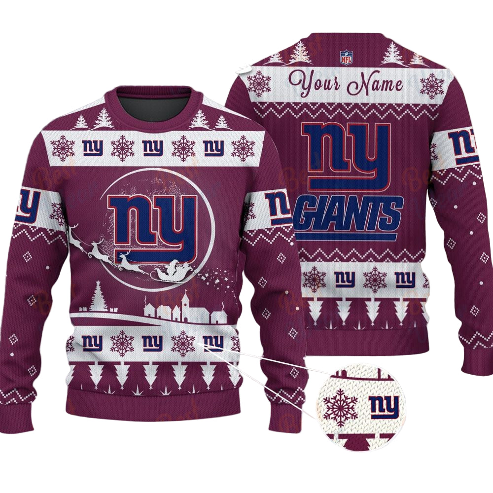 New York Giants NFL Ugly Christmas Sweater - Name Customized