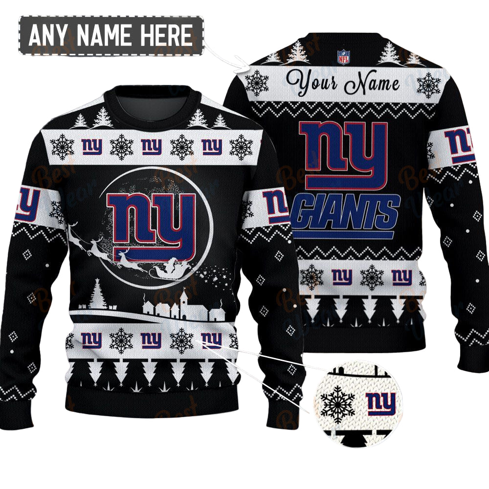 New York Giants NFL Ugly Christmas Sweater - Name Customized