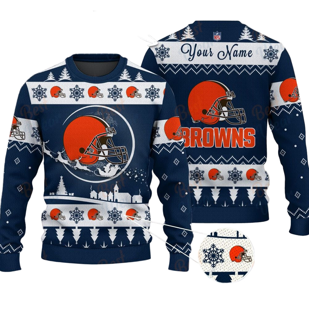 Cleveland Browns NFL Ugly Christmas Sweater - Name Customized