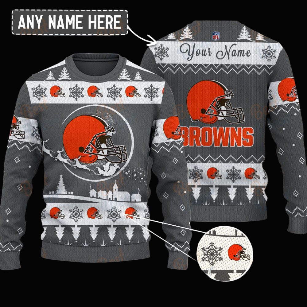 Cleveland Browns NFL Ugly Christmas Sweater - Name Customized