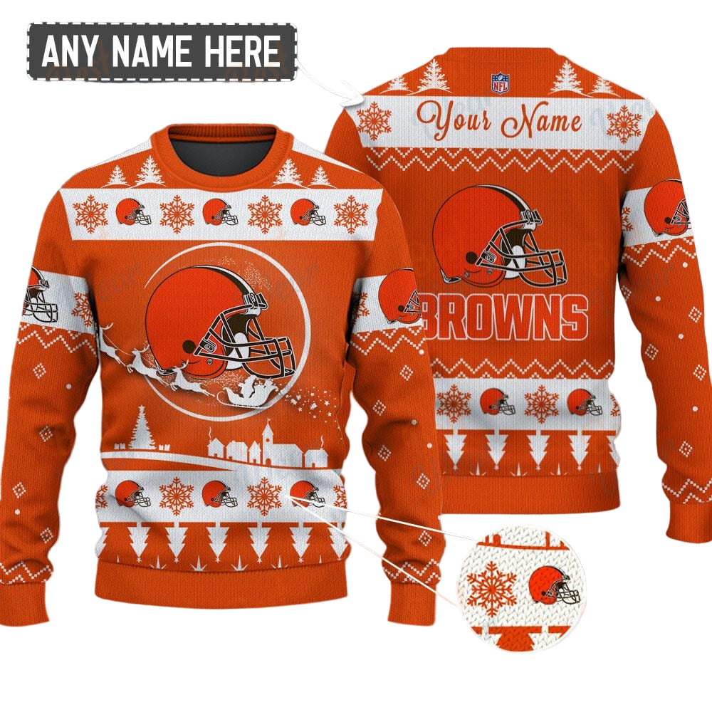 Cleveland Browns NFL Ugly Christmas Sweater - Name Customized