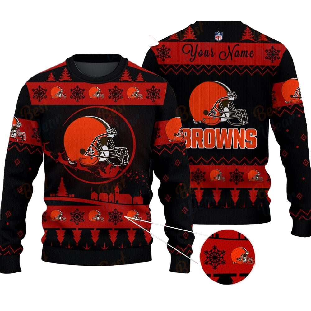 Cleveland Browns NFL Ugly Christmas Sweater - Name Customized