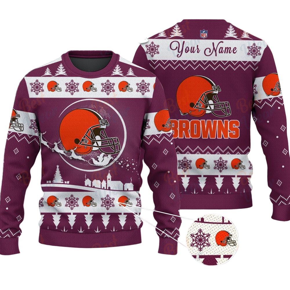 Cleveland Browns NFL Ugly Christmas Sweater - Name Customized