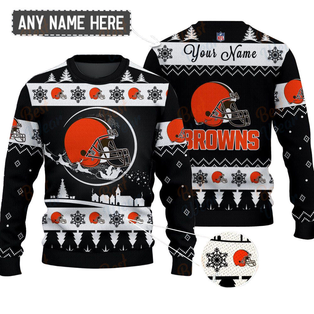 Cleveland Browns NFL Ugly Christmas Sweater - Name Customized