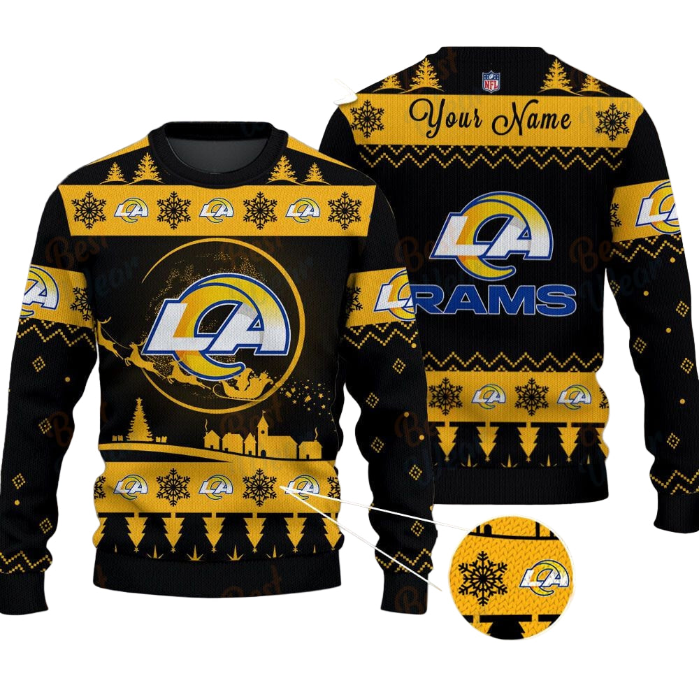 Los Angeles Rams NFL Ugly Christmas Sweater - Name Customized