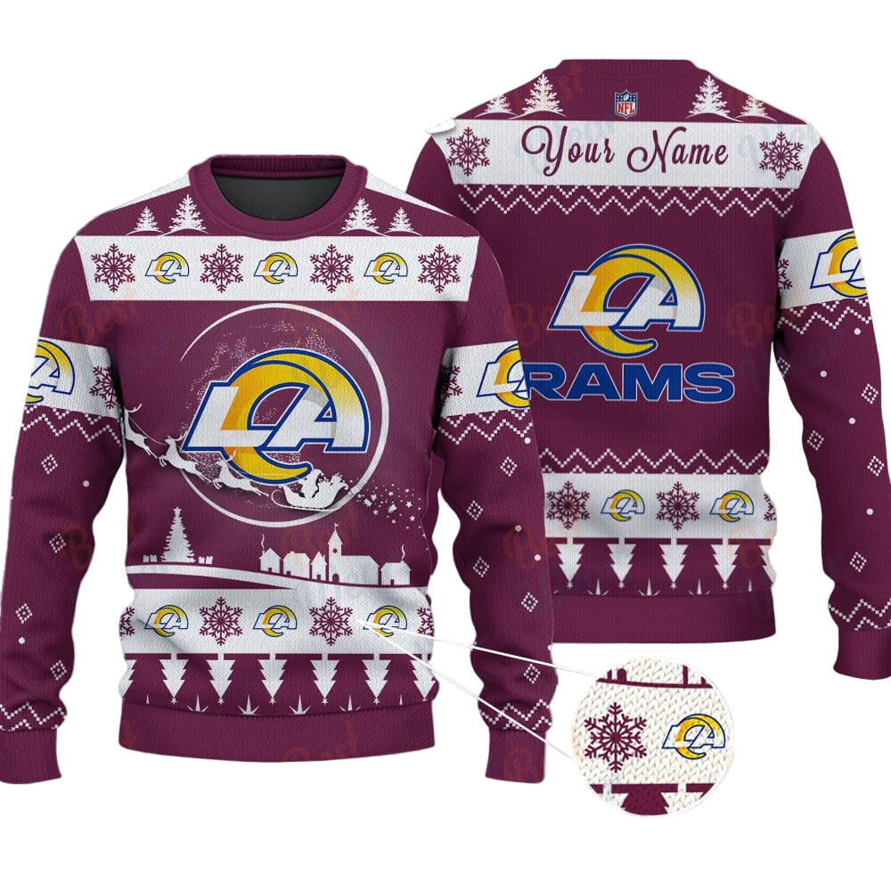 Los Angeles Rams NFL Ugly Christmas Sweater - Name Customized