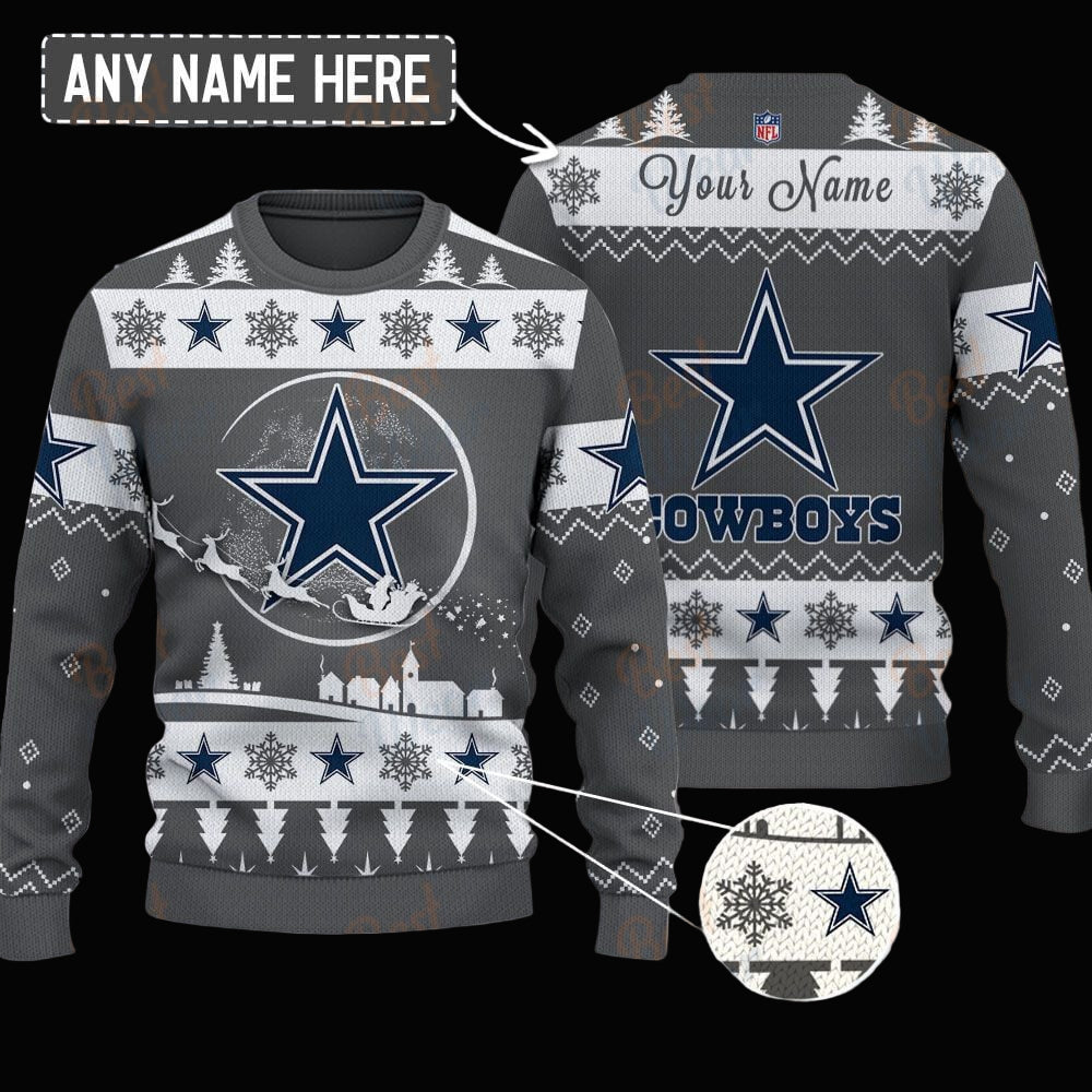 Dallas Cowboys NFL Ugly Christmas Sweater - Name Customized