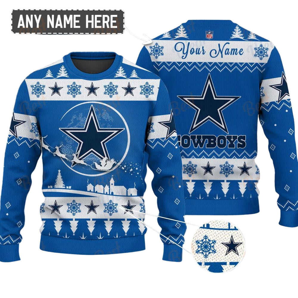 Dallas Cowboys NFL Ugly Christmas Sweater - Name Customized