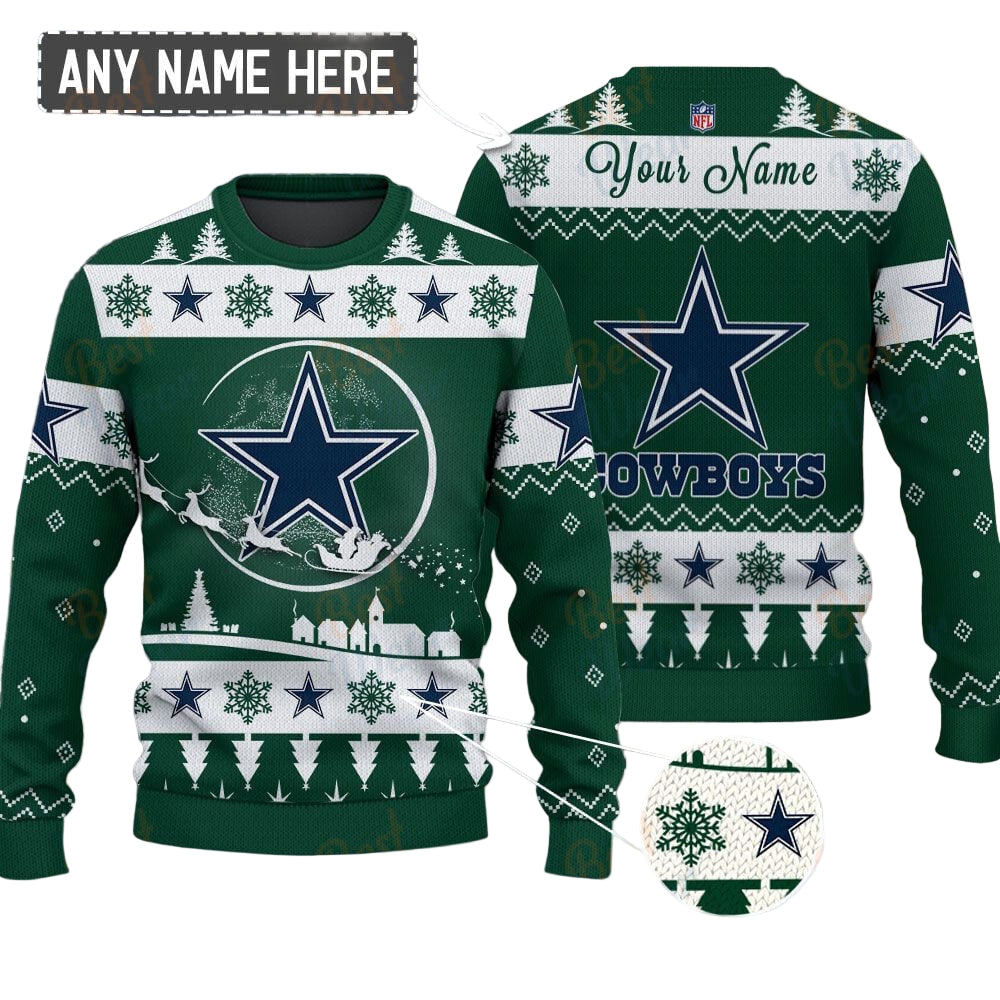 Dallas Cowboys NFL Ugly Christmas Sweater - Name Customized