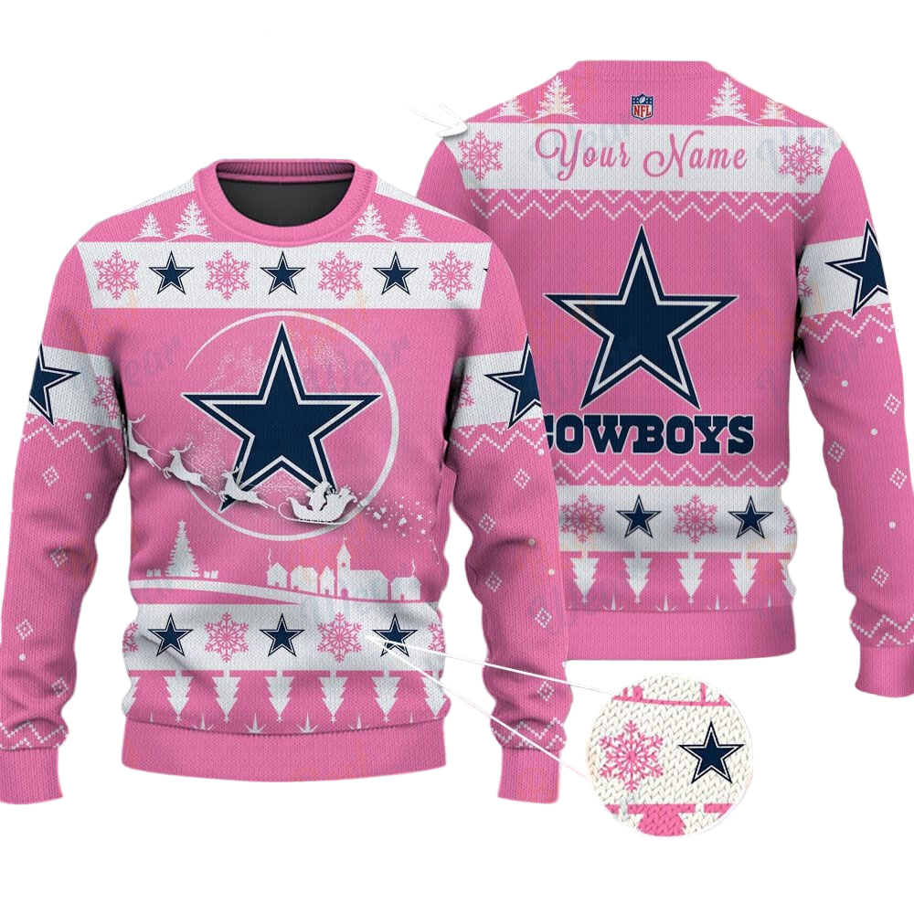 Dallas Cowboys NFL Ugly Christmas Sweater - Name Customized