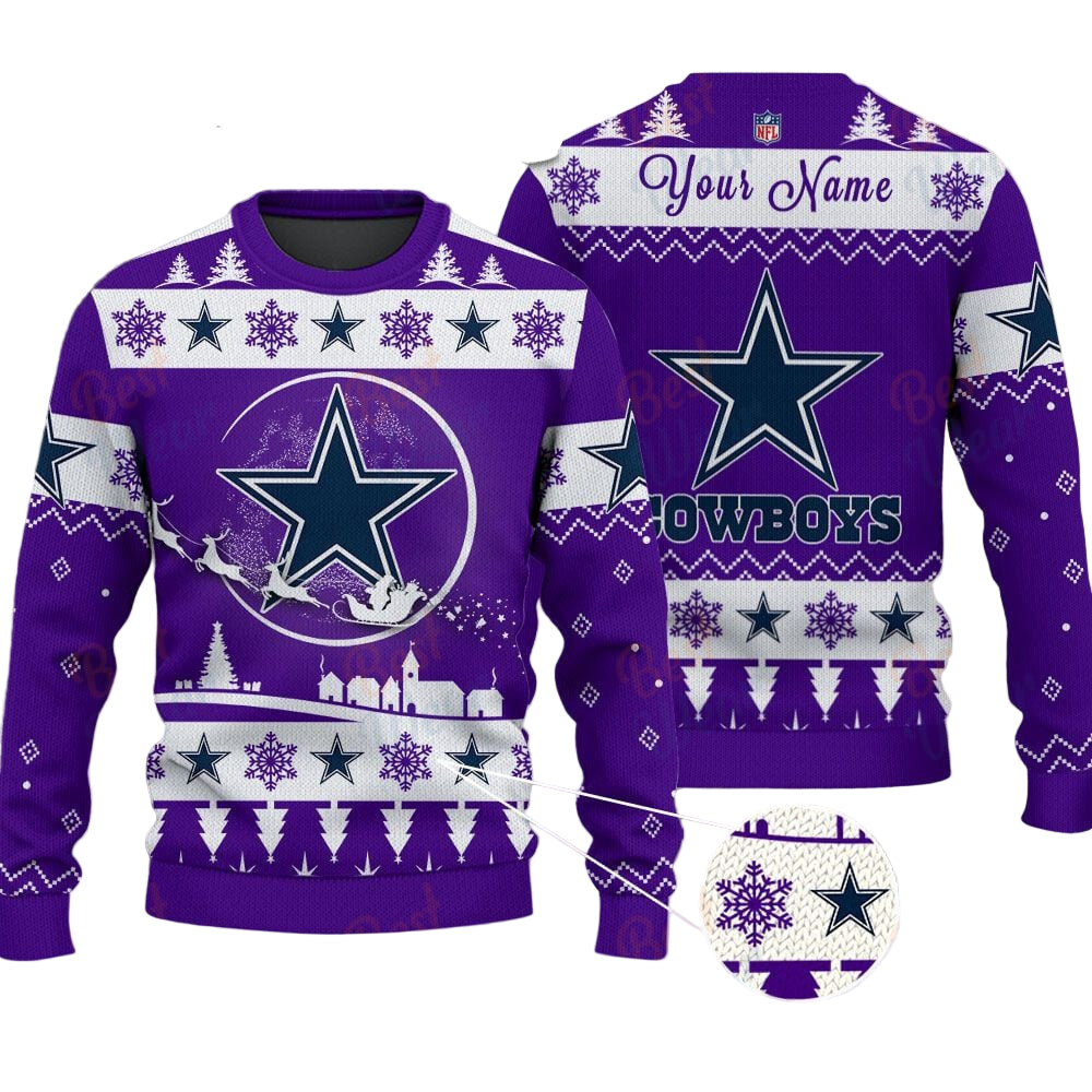 Dallas Cowboys NFL Ugly Christmas Sweater - Name Customized