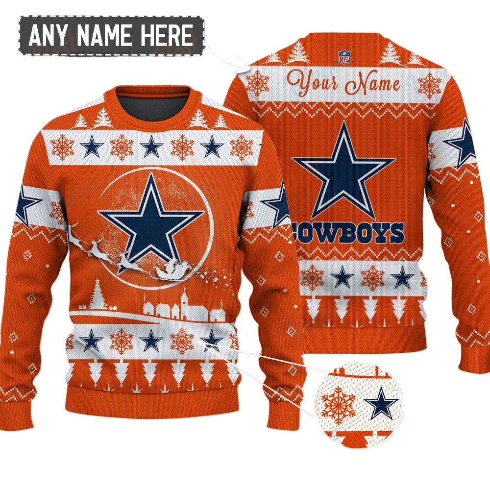 Dallas Cowboys NFL Ugly Christmas Sweater - Name Customized