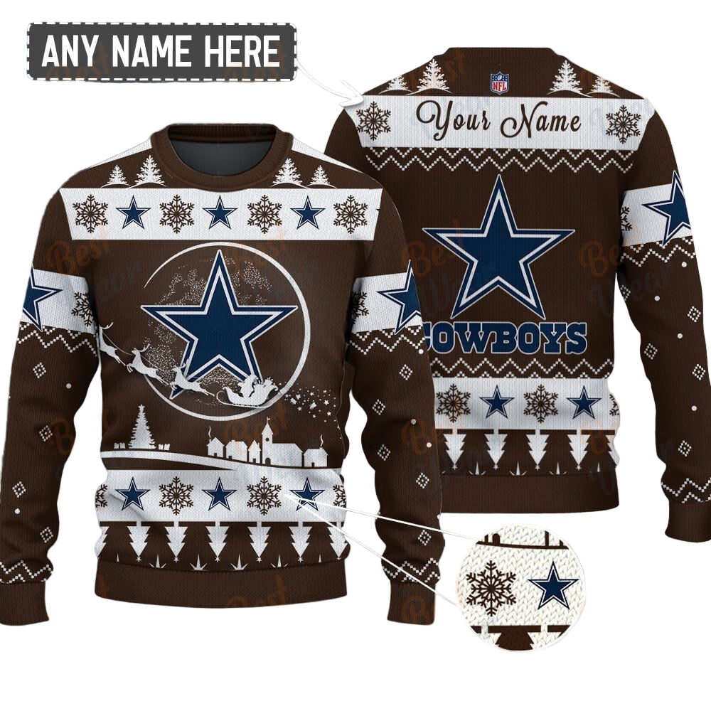 Dallas Cowboys NFL Ugly Christmas Sweater - Name Customized