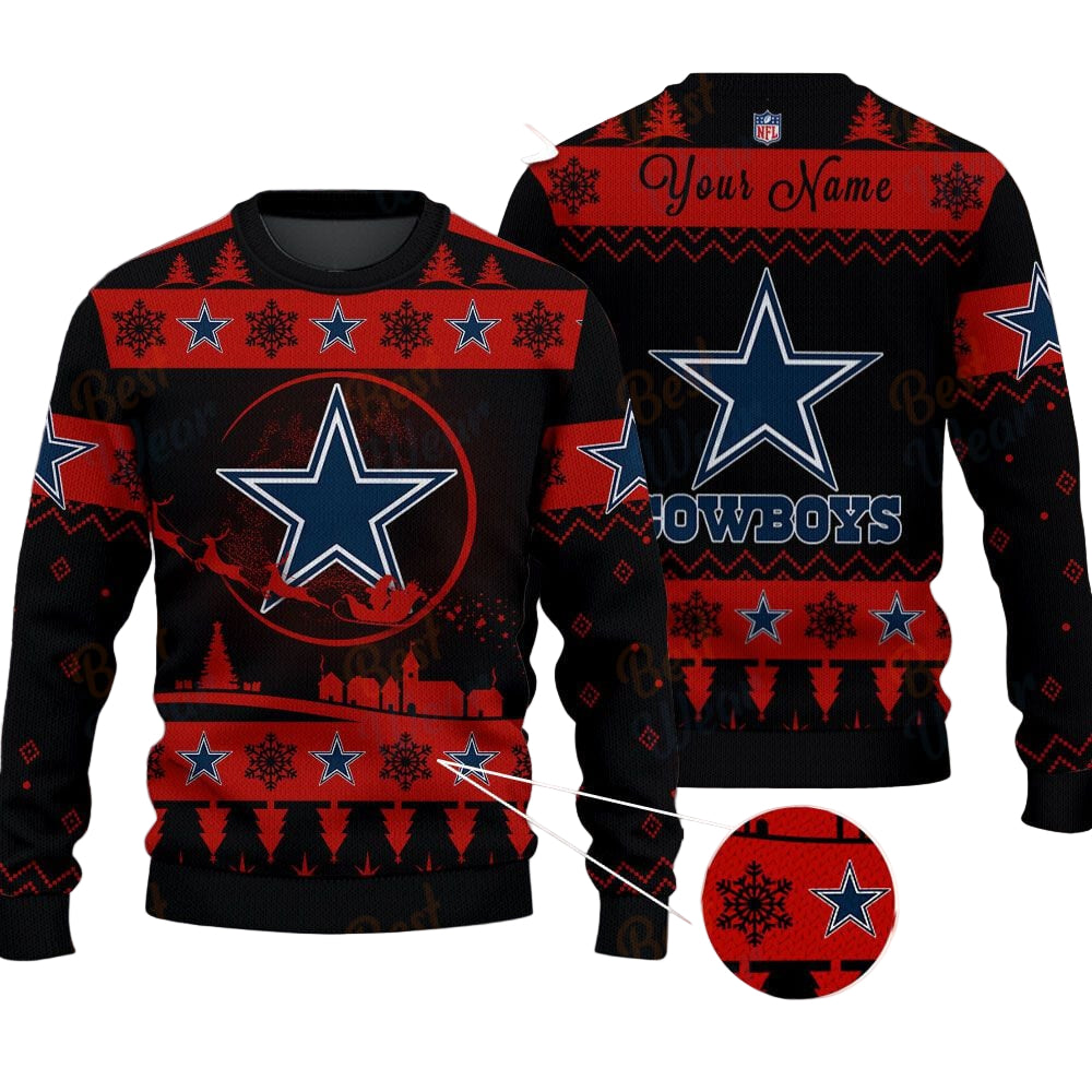 Dallas Cowboys NFL Ugly Christmas Sweater - Name Customized