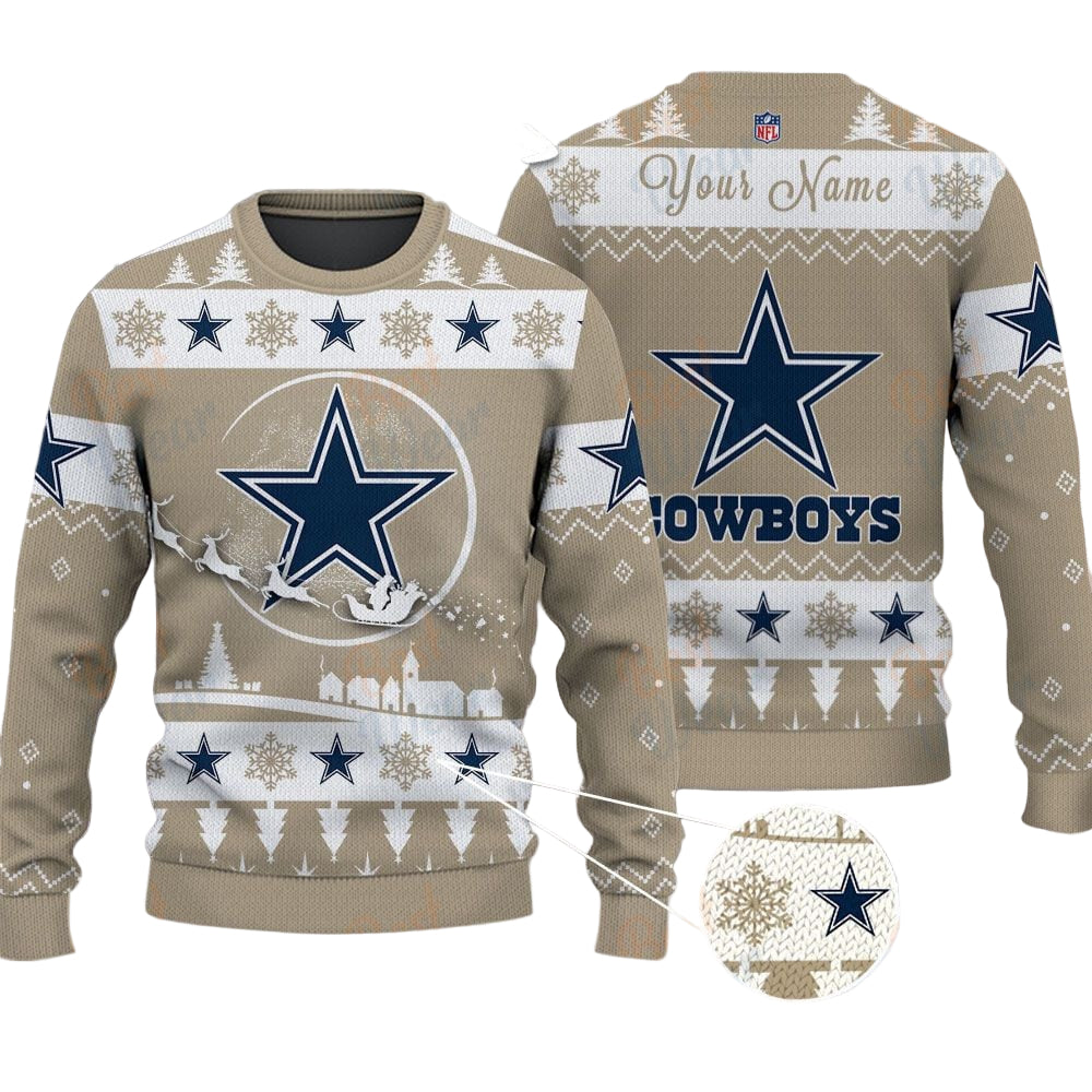 Dallas Cowboys NFL Ugly Christmas Sweater - Name Customized