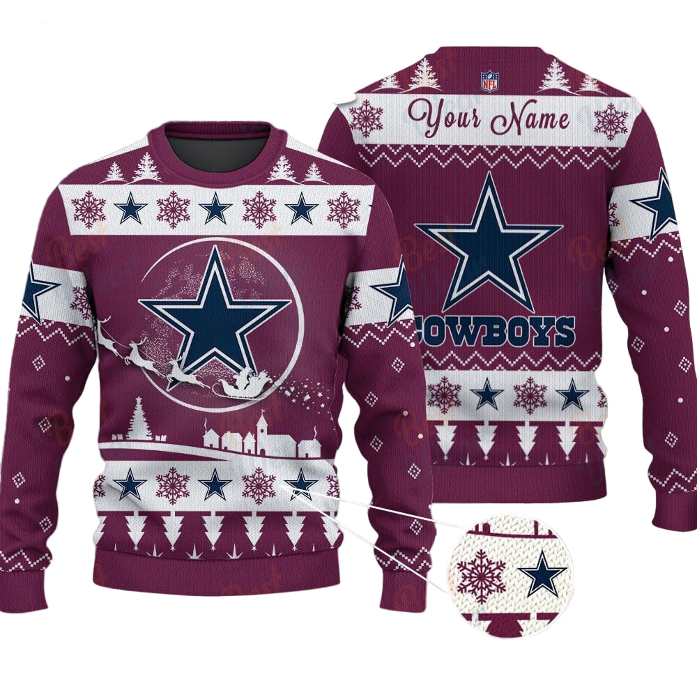 Dallas Cowboys NFL Ugly Christmas Sweater - Name Customized