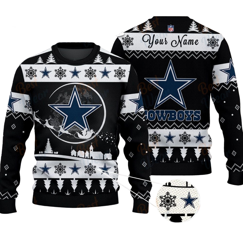 Dallas Cowboys NFL Ugly Christmas Sweater - Name Customized