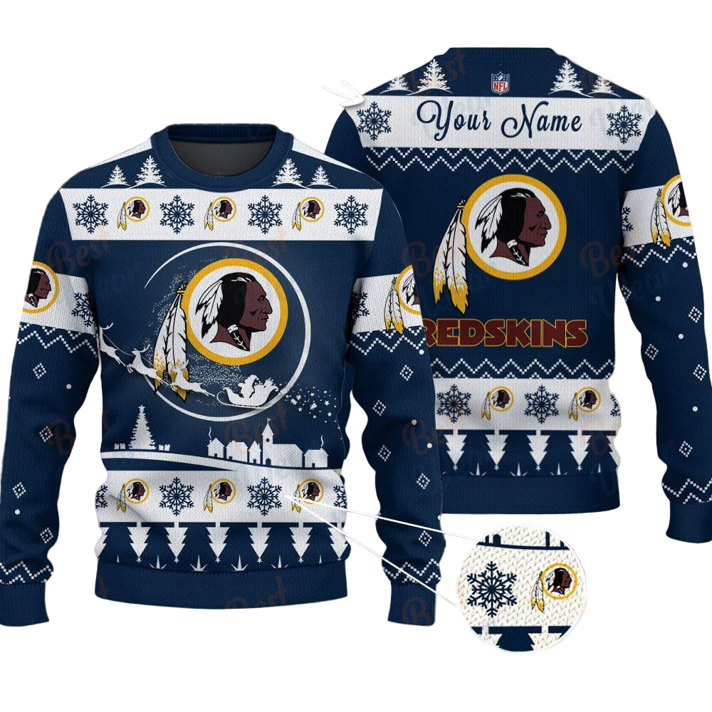 Washington Redskins NFL Ugly Christmas Sweater - Name Customized