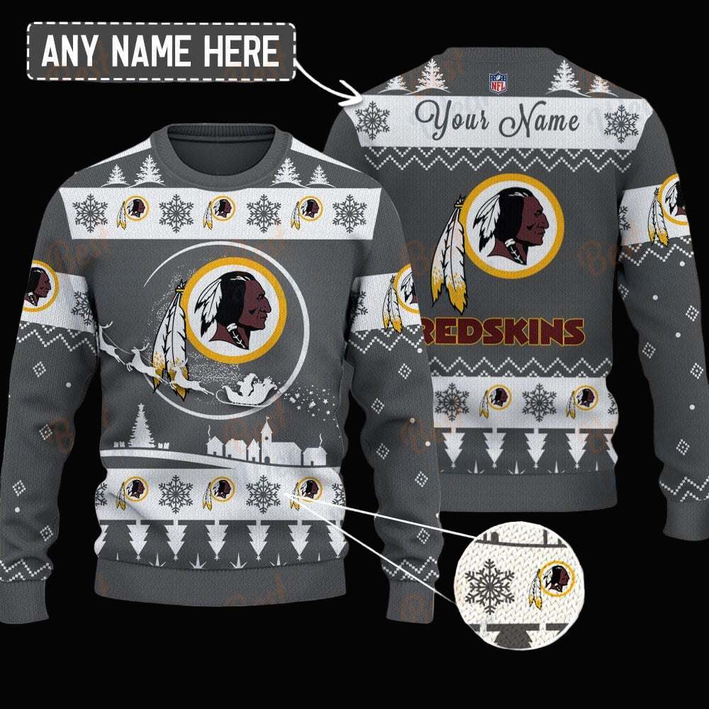 Washington Redskins NFL Ugly Christmas Sweater - Name Customized