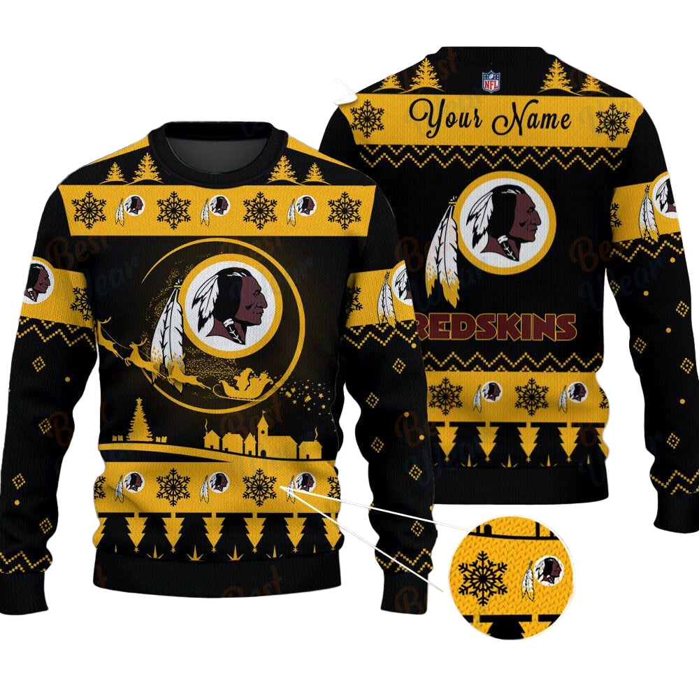 Washington Redskins NFL Ugly Christmas Sweater - Name Customized