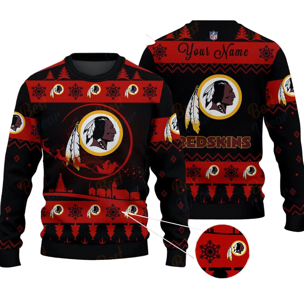 Washington Redskins NFL Ugly Christmas Sweater - Name Customized
