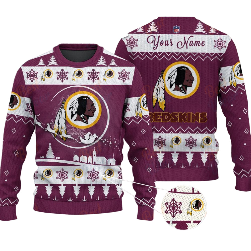 Washington Redskins NFL Ugly Christmas Sweater - Name Customized