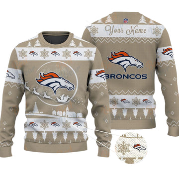 Denver Broncos NFL Ugly Christmas Sweater - Name Customized