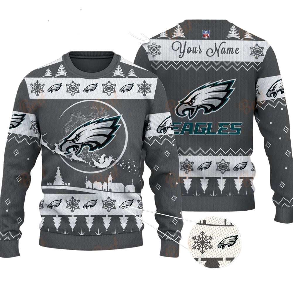 Philadelphia Eagles NFL Ugly Christmas Sweater - Name Customized