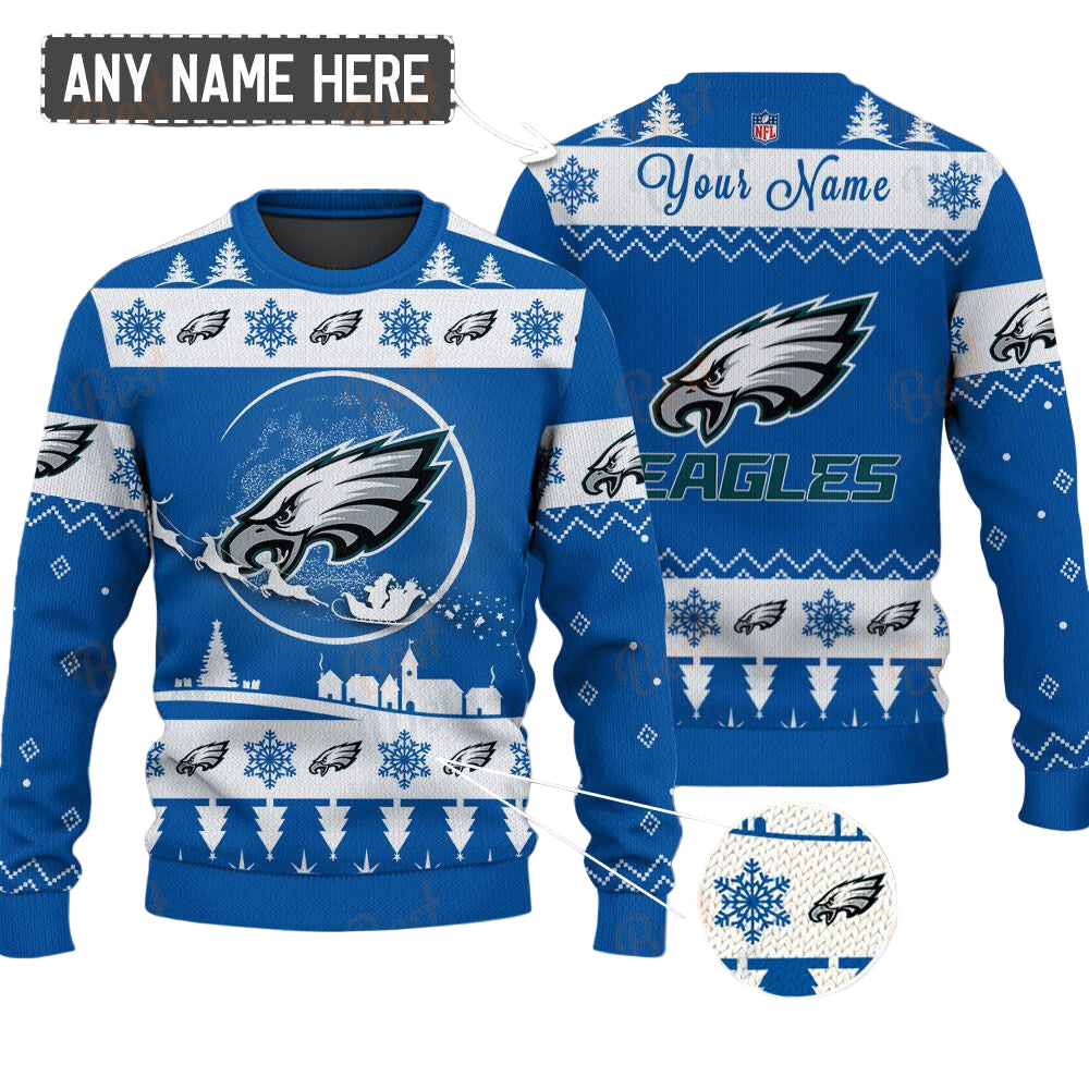 Philadelphia Eagles NFL Ugly Christmas Sweater - Name Customized