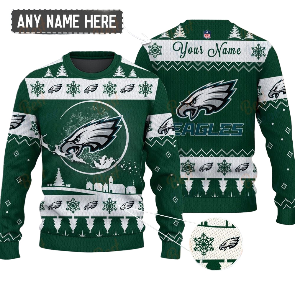 Philadelphia Eagles NFL Ugly Christmas Sweater - Name Customized