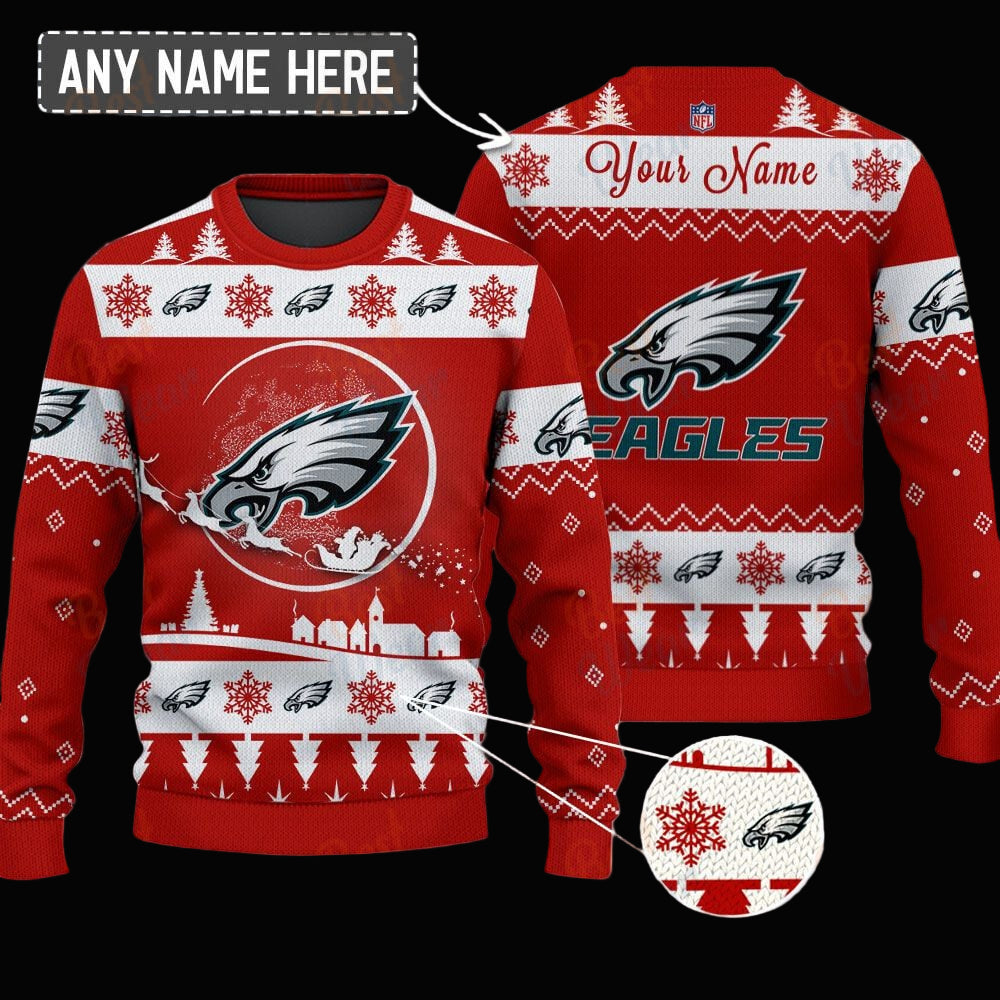 Philadelphia Eagles NFL Ugly Christmas Sweater - Name Customized