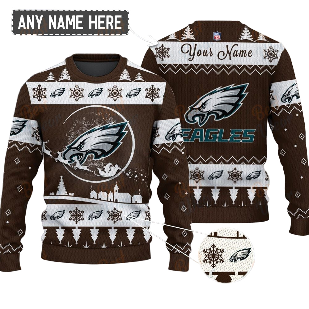 Philadelphia Eagles NFL Ugly Christmas Sweater - Name Customized