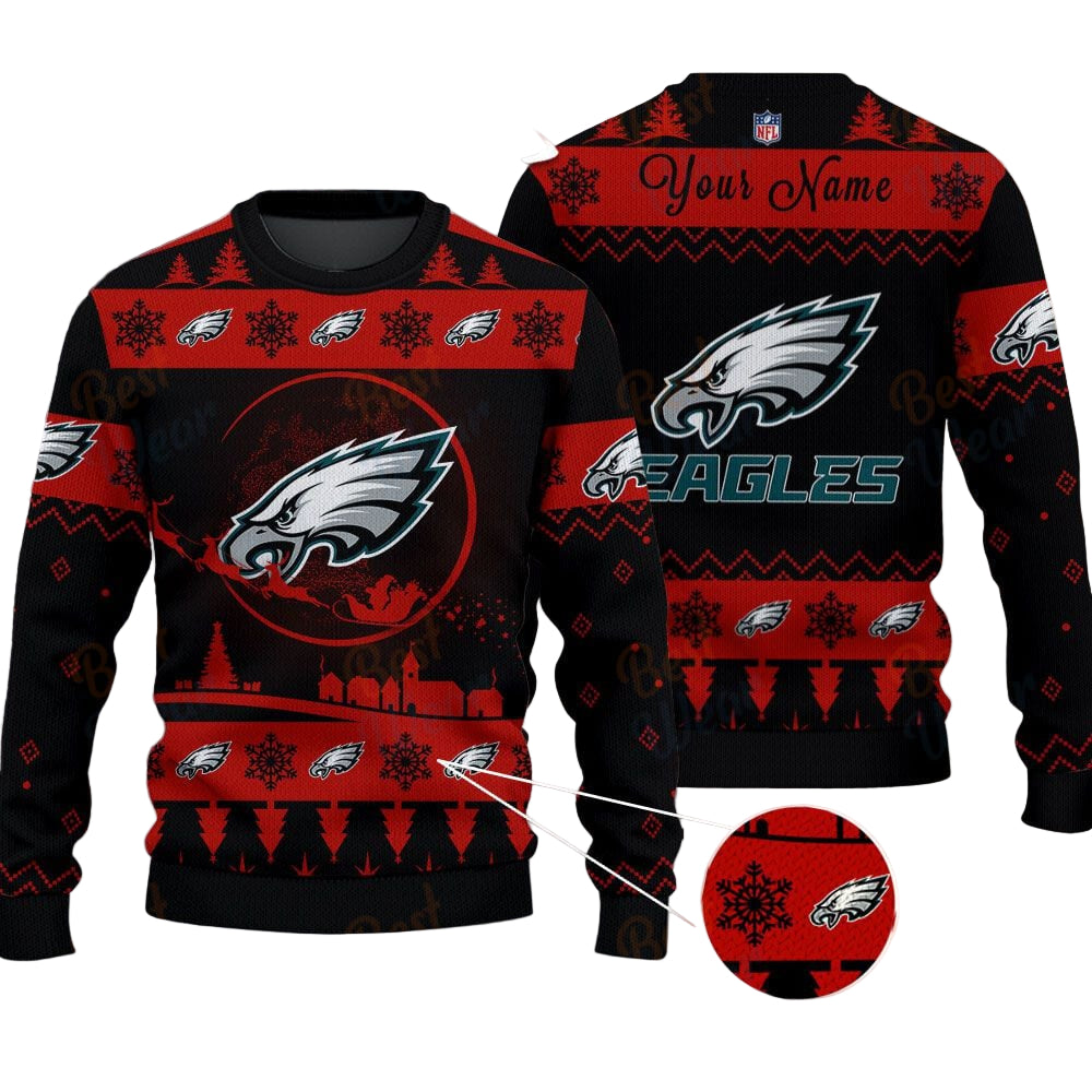Philadelphia Eagles NFL Ugly Christmas Sweater - Name Customized