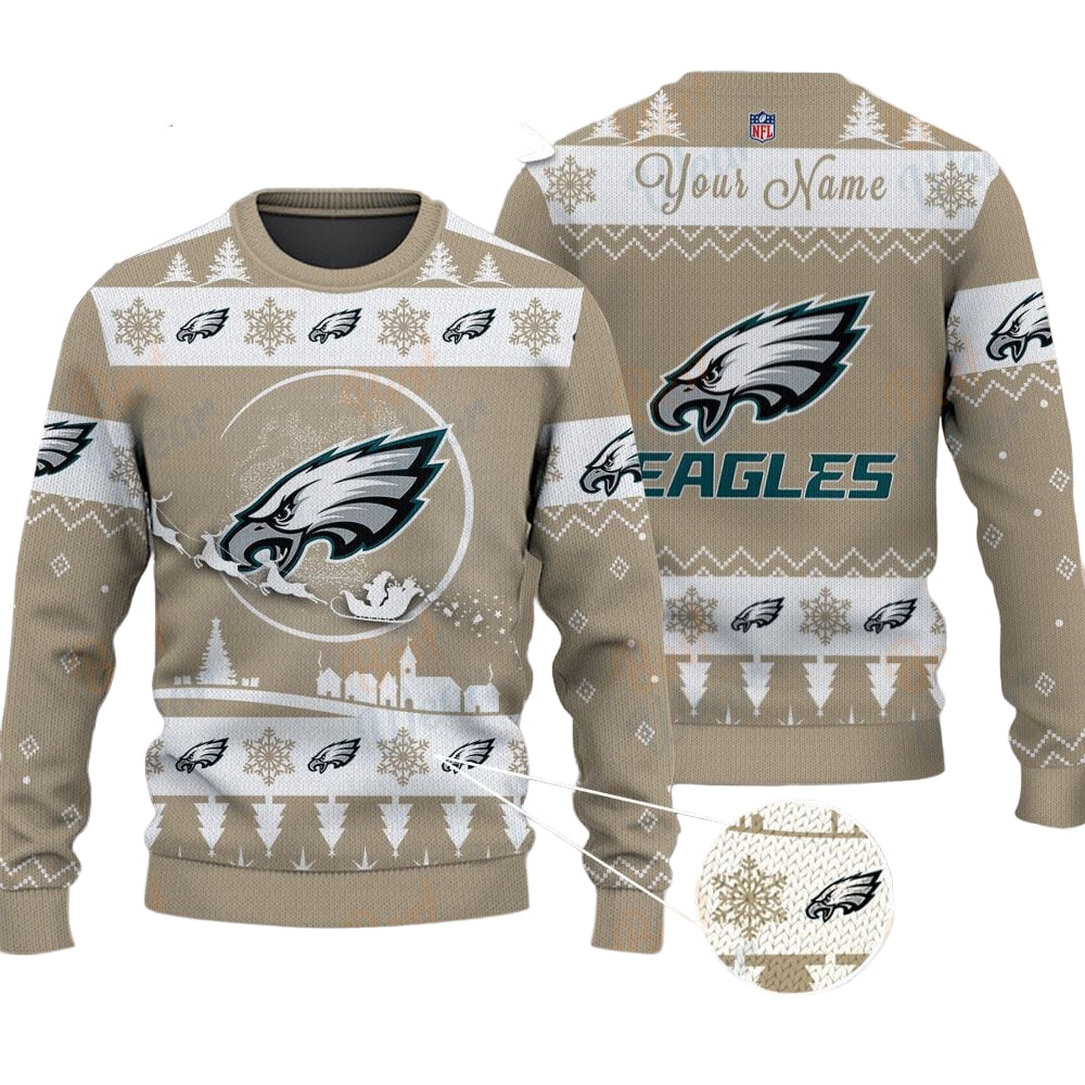 Philadelphia Eagles NFL Ugly Christmas Sweater - Name Customized