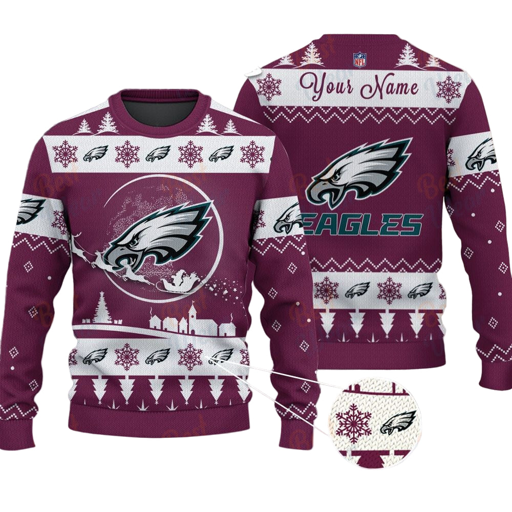 Philadelphia Eagles NFL Ugly Christmas Sweater - Name Customized
