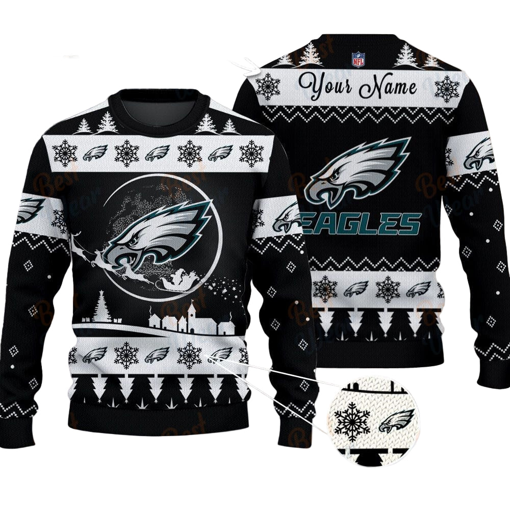 Philadelphia Eagles NFL Ugly Christmas Sweater - Name Customized