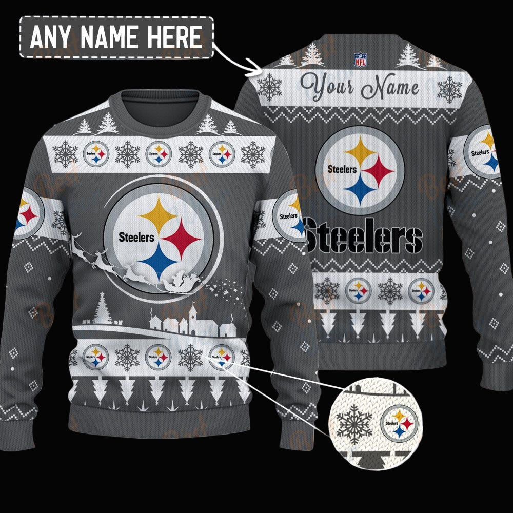 Pittsburgh Steelers NFL Ugly Christmas Sweater - Name Customized