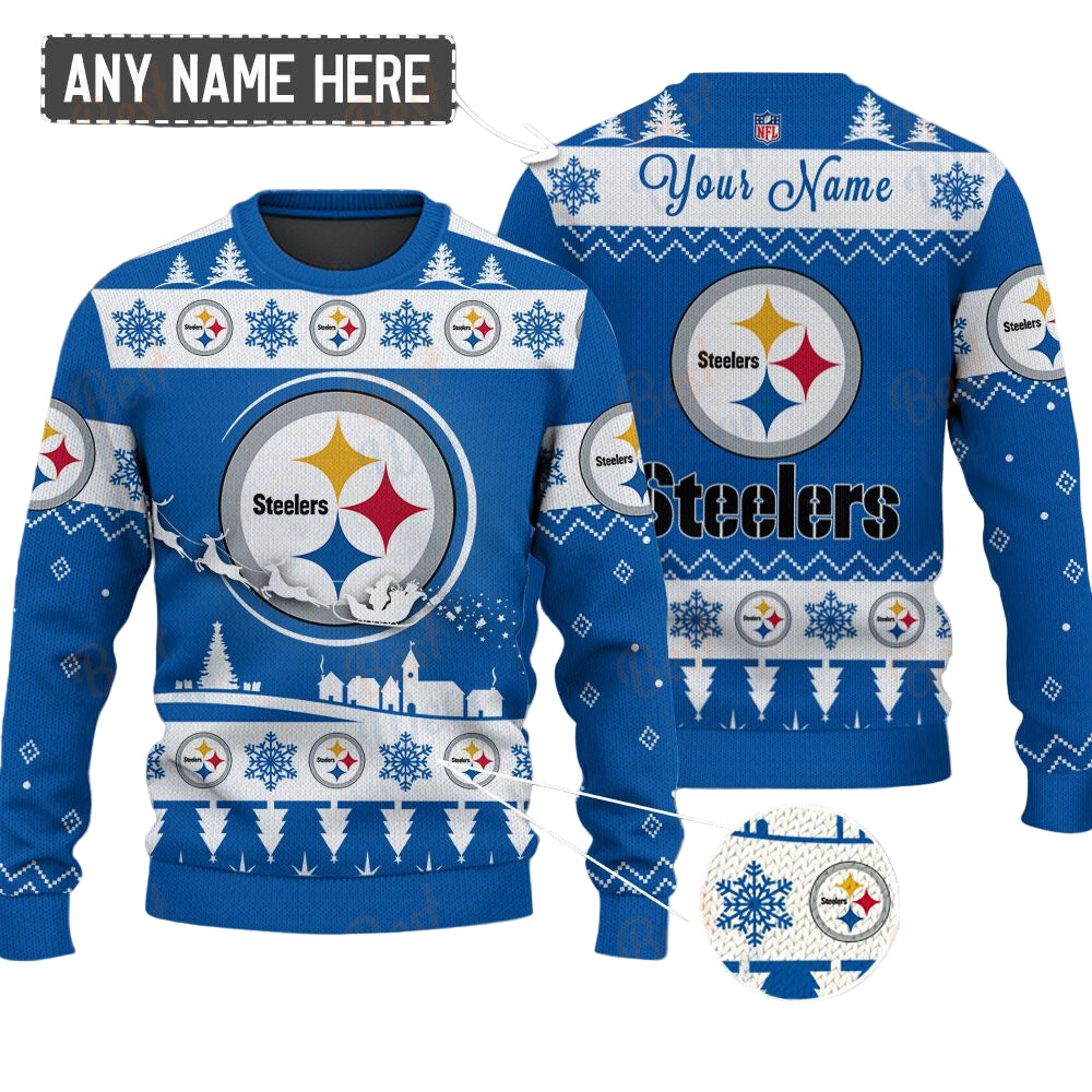 Pittsburgh Steelers NFL Ugly Christmas Sweater - Name Customized