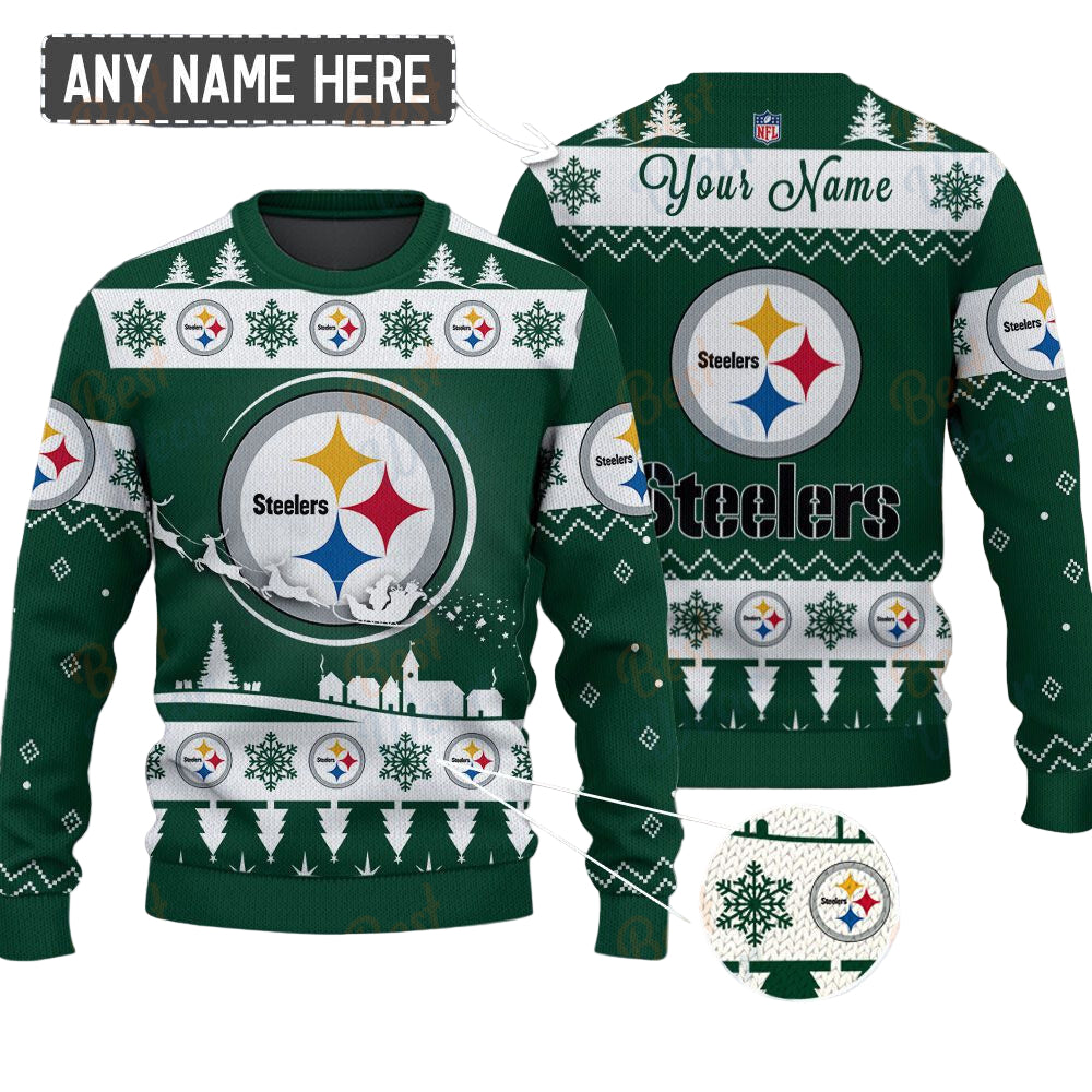 Pittsburgh Steelers NFL Ugly Christmas Sweater - Name Customized