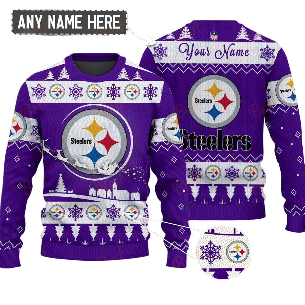 Pittsburgh Steelers NFL Ugly Christmas Sweater - Name Customized